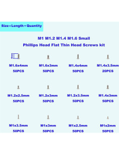 Kit de Tornillos Pequeños HVAZI M1 M1.2 M1.4 M1.6 600 Piezas 2