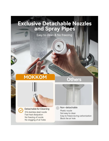 MOKKOM Máquina de Agua Espumosa 1L - Carbonatador Acero Inoxidable