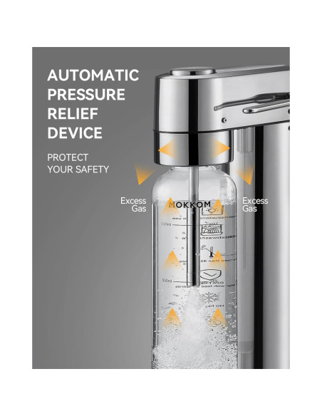 MOKKOM Máquina de Agua Espumosa 1L - Carbonatador Acero Inoxidable