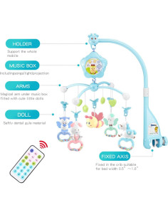 Móvil para Cuna Caterbee AMEC8021 con Proyector y Control Remoto 2