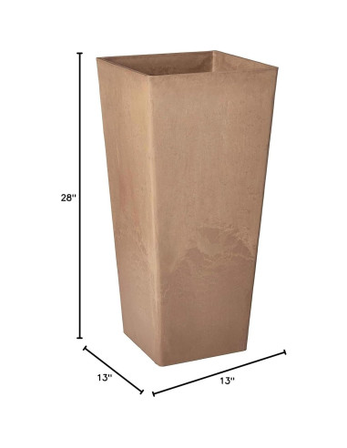 Macetero Cuadrado Alto Arcadia Garden 33x33x71 cm Taupe