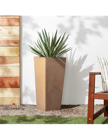 Macetero Cuadrado Alto Arcadia Garden 33x33x71 cm Taupe
