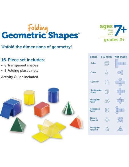 Conjunto de Formas Geométricas Plegables Recursos de Aprendizaje - 16 Piezas
