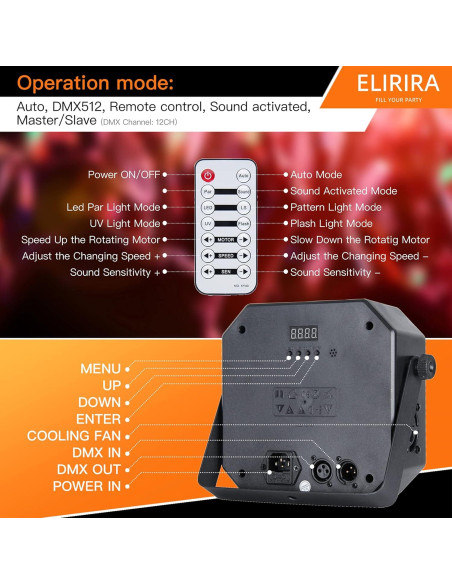 Luces de Fiesta DJ ELIRIRA 5 en 1 con Control Remoto