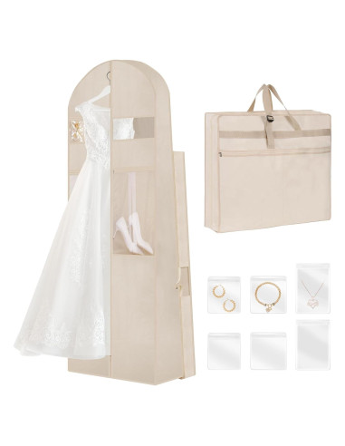 Bolsa de Vestido de Novia TANGKA 182.88 cm con 6 Bolsillos Beige