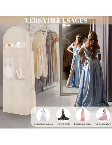 Bolsa de Vestido de Novia TANGKA 182.88 cm con 6 Bolsillos Beige