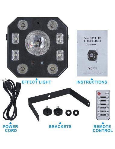 Luces de Fiesta DJ ELIRIRA 5 en 1 con Control Remoto