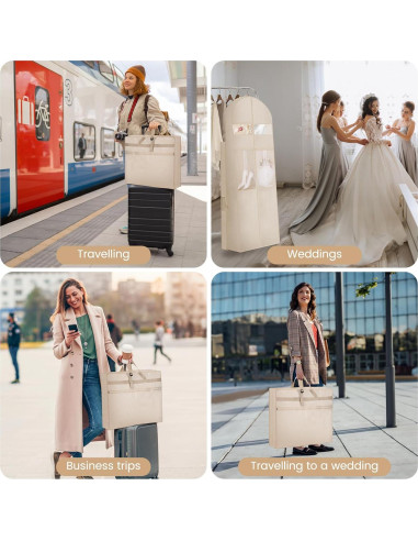 Bolsa de Vestido de Novia TANGKA 182.88 cm con 6 Bolsillos Beige