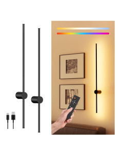 Aplique de Pared Inalámbrico PopoIron WL07 Negro, Juego de 2