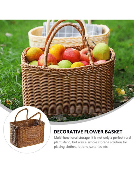 Canasta Ovalada de Plástico Tejida MAGICLULU 37x32x18cm