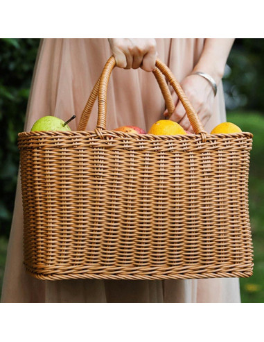 Canasta Ovalada de Plástico Tejida MAGICLULU 37x32x18cm