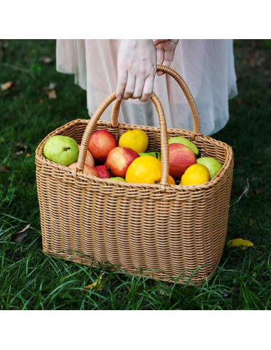 Canasta Ovalada de Plástico Tejida MAGICLULU 37x32x18cm