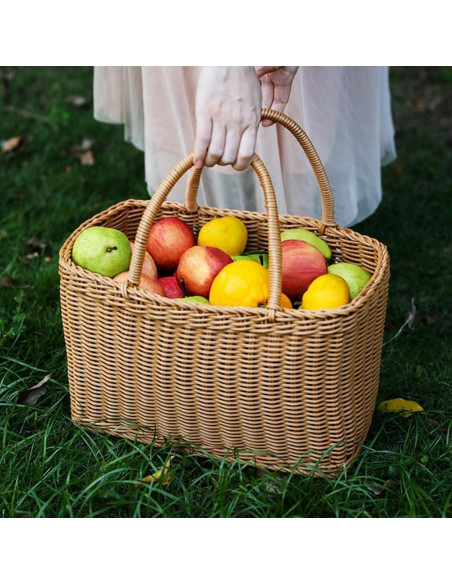 Canasta Ovalada de Plástico Tejida MAGICLULU 37x32x18cm