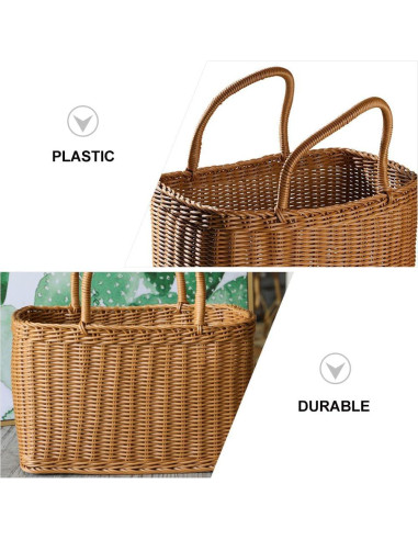 Canasta Ovalada de Plástico Tejida MAGICLULU 37x32x18cm