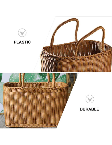 Canasta Ovalada de Plástico Tejida MAGICLULU 37x32x18cm