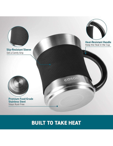 COSORI Calentador de Tazas y Taza Acero Inoxidable 500ml