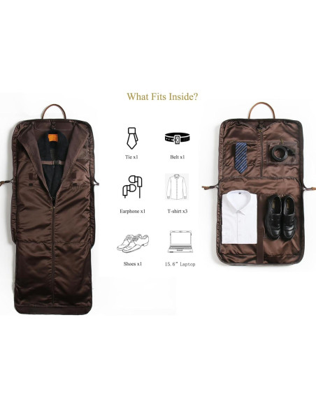 Bolsa de Traje de Lona y Cuero TRITOUR con Compartimento para Laptop Bolsa de Traje de Lona y Cuero TRITOUR con Compartimento para Laptop