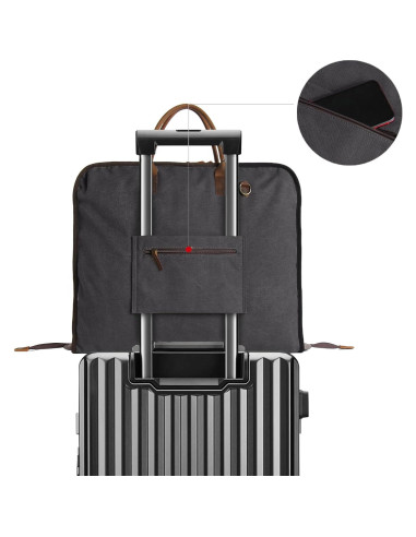 Bolsa de Traje de Lona y Cuero TRITOUR con Compartimento para Laptop