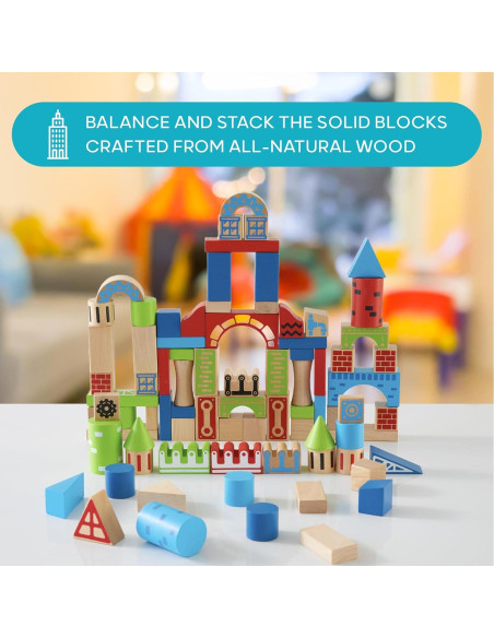 Set de Bloques de Madera Natural Castillo 80 Piezas - Merchsource