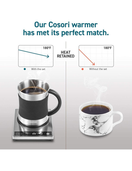 COSORI Calentador de Tazas y Taza Acero Inoxidable 500ml