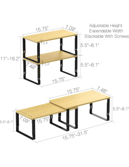 Estantes Organizadores de Cocina Zilvando Ajustables 2 Piezas