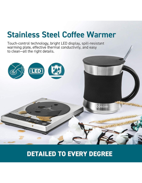 COSORI Calentador de Tazas y Taza Acero Inoxidable 500ml