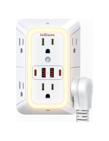 Extensor de Enchufe de Pared ZHONGSHAN con Luz Nocturna y 4 USB