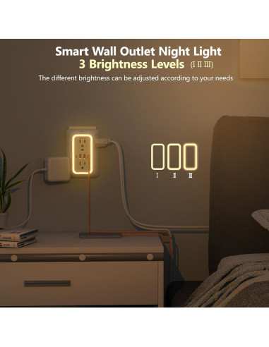 Extensor de Enchufe de Pared ZHONGSHAN con Luz Nocturna y 4 USB