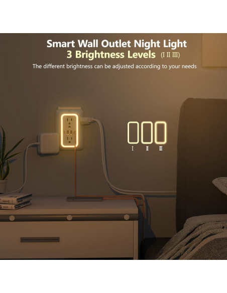 Extensor de Enchufe de Pared ZHONGSHAN con Luz Nocturna y 4 USB