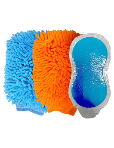 Kit de Lavado de Autos Durikant 3 Piezas con Mitones y Esponja