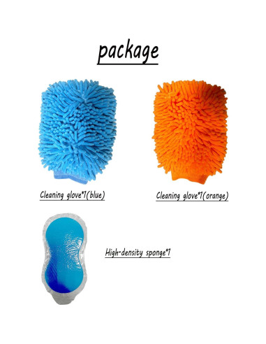 Kit de Lavado de Autos Durikant 3 Piezas con Mitones y Esponja