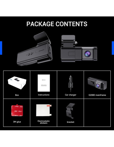 Cámara Dash 4K SKDW G208D Mini para Auto con WiFi