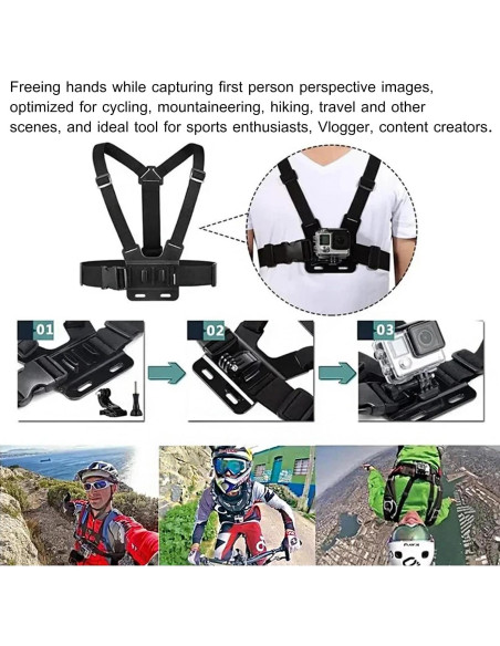 Correa de Montaje en el Pecho MOBKAJUI Ajustable para Cámara de Acción