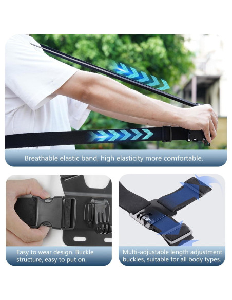 Correa de Montaje en el Pecho MOBKAJUI Ajustable para Cámara de Acción