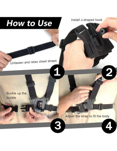Correa de Montaje en el Pecho MOBKAJUI Ajustable para Cámara de Acción