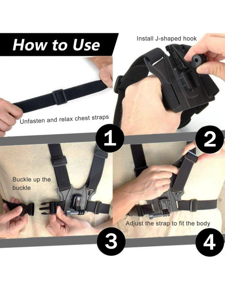 Correa de Montaje en el Pecho MOBKAJUI Ajustable para Cámara de Acción