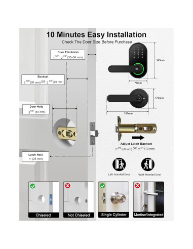 Cerradura Digital Biométrica ibicletas P01-205A Negra