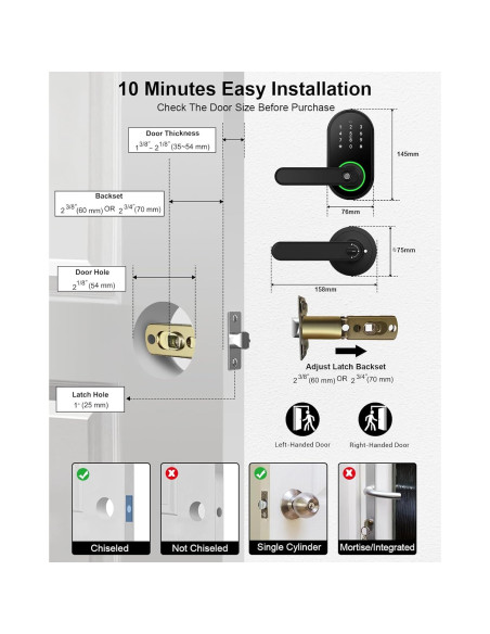 Cerradura Digital Biométrica ibicletas P01-205A Negra