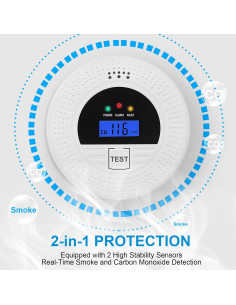 Detector de Humo y Monóxido de Carbono Soewolit 85dB LCD 2