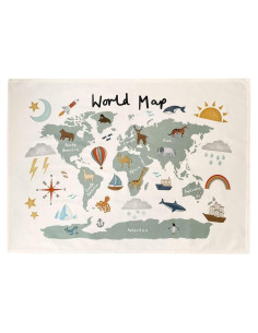 Tapiz de Mapa Mundial para Niños Gisl - 91x66 cm