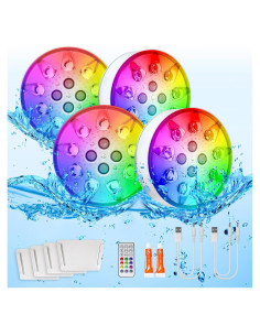 Luces de Piscina Flotantes PXYHMUS - 4 Unidades RGB Recargables