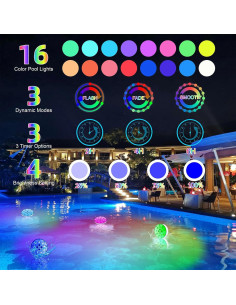 Luces de Piscina Flotantes PXYHMUS - 4 Unidades RGB Recargables 2