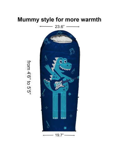 Saco de dormir momia ajustable ANJ Outdoors 0-15C niños