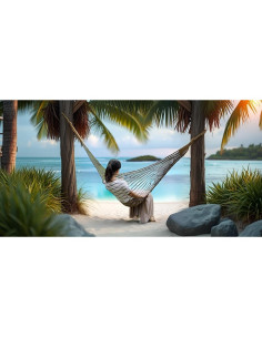 Hamaca Colgante de Malla Alomejor 240x80 cm Beige Resistente 2