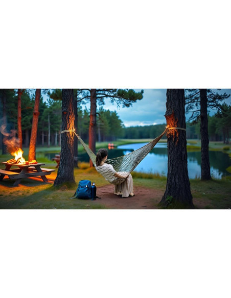 Hamaca Colgante de Malla Alomejor 240x80 cm Beige Resistente