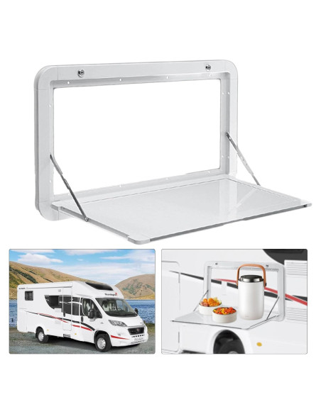 Mesa Plegable de Aluminio Treliamd para RV 80x45 cm Blanca Mesa Plegable de Aluminio Treliamd para RV 80x45 cm Blanca