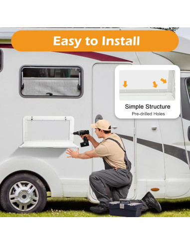 Mesa Plegable de Aluminio Treliamd para RV 80x45 cm Blanca