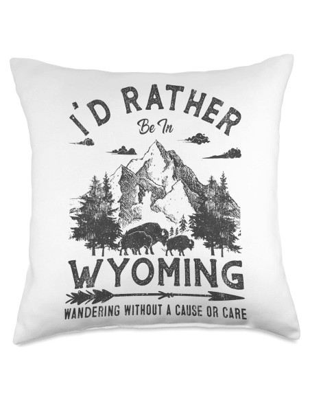 Almohada Vintage 18x18 cm Excursionistas Wyoming Camping