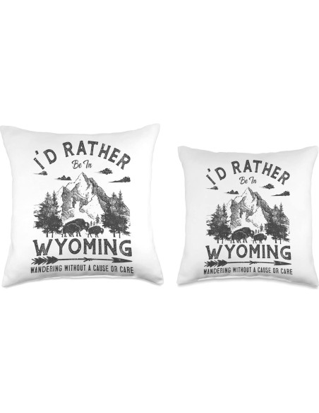 Almohada Vintage 18x18 cm Excursionistas Wyoming Camping