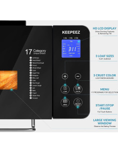 Horno de Pan KEEPEEZ 2LB 17 Programas 710W Acero Inoxidable 2